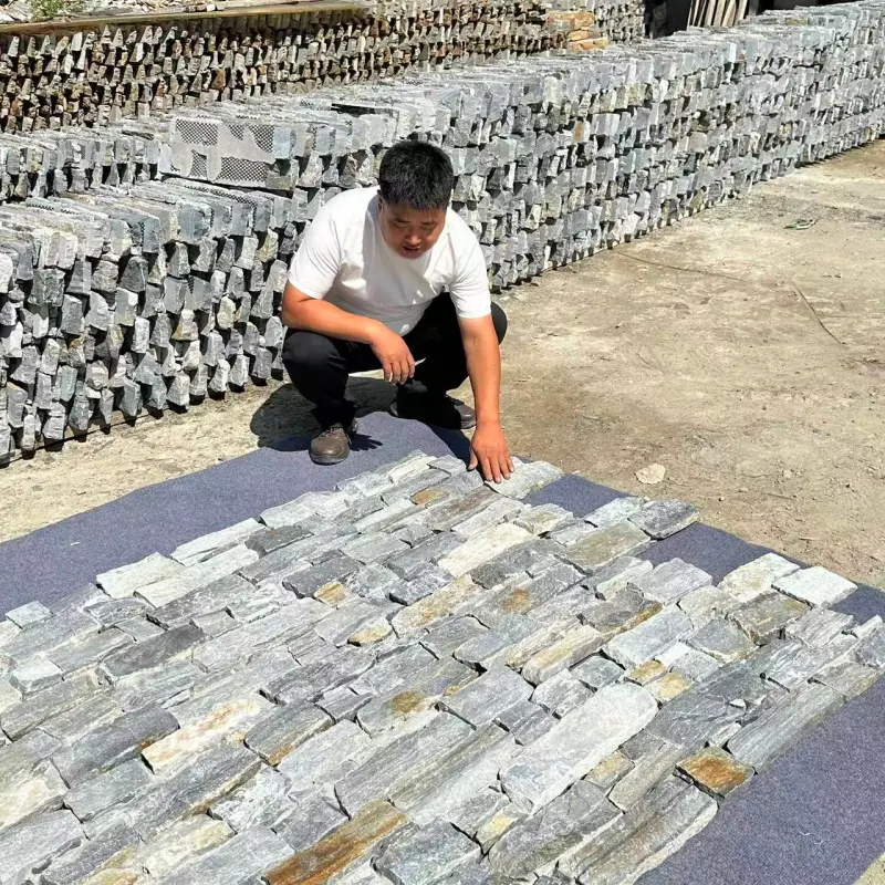 Blue Grey Pre-assembled Ledger Stone Panels