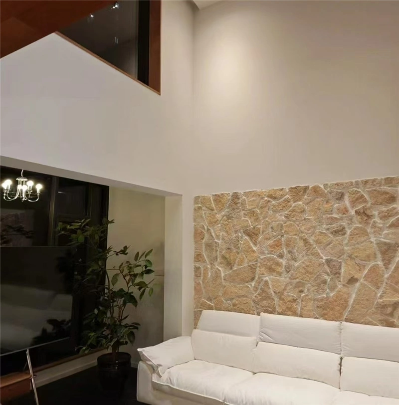 Cream Crazy Paving for Fireplace Wall