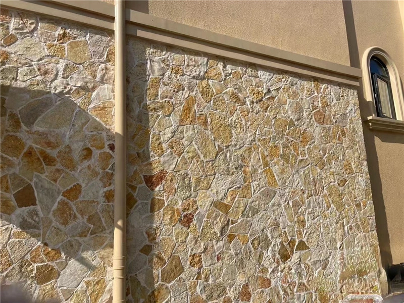 Cream Crazy Paving for Fireplace Wall