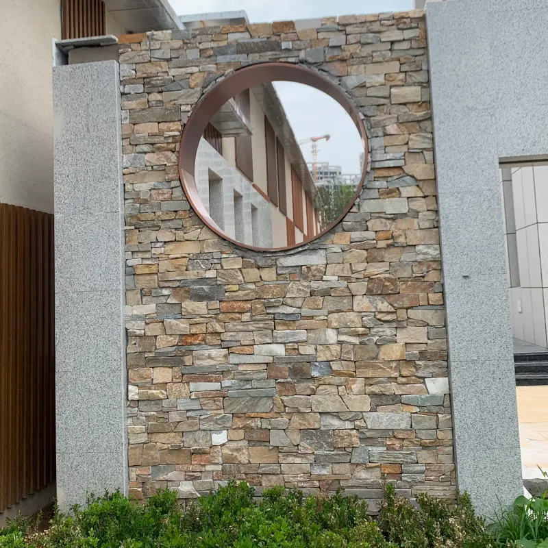 Yellow Rusty Stacked Stone Panels for Fireplace & Wall Cladding