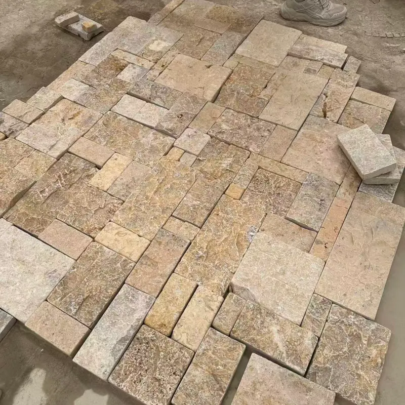Yellow Limestone French Pattern Paving for Residential & Commercial Projects