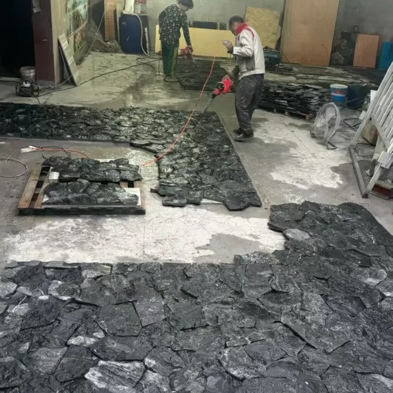 Black Slate Crazy Paving for Patio & Façade Works