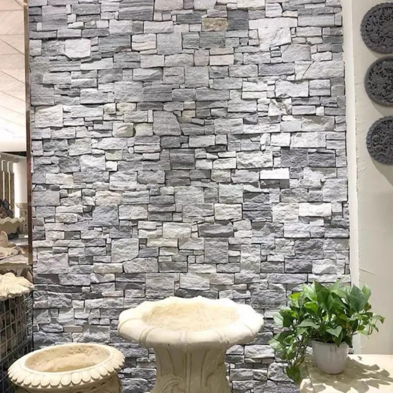 Grey White Stacked Stone Veneer for Facade & Landscape