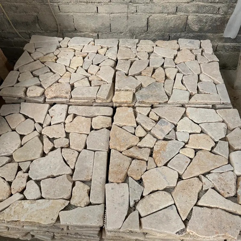 Yellow Limestone Crazy Paving for Garden & Courtyard