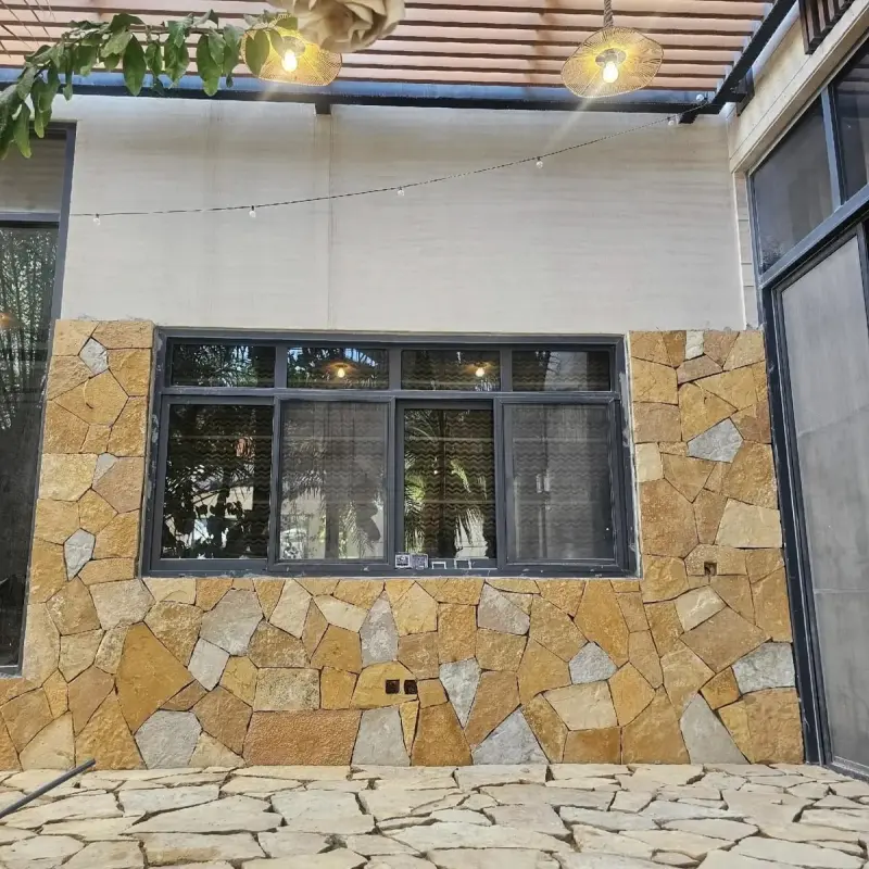 Yellow Slate Irregular Stone Cladding for Courtyard Walls