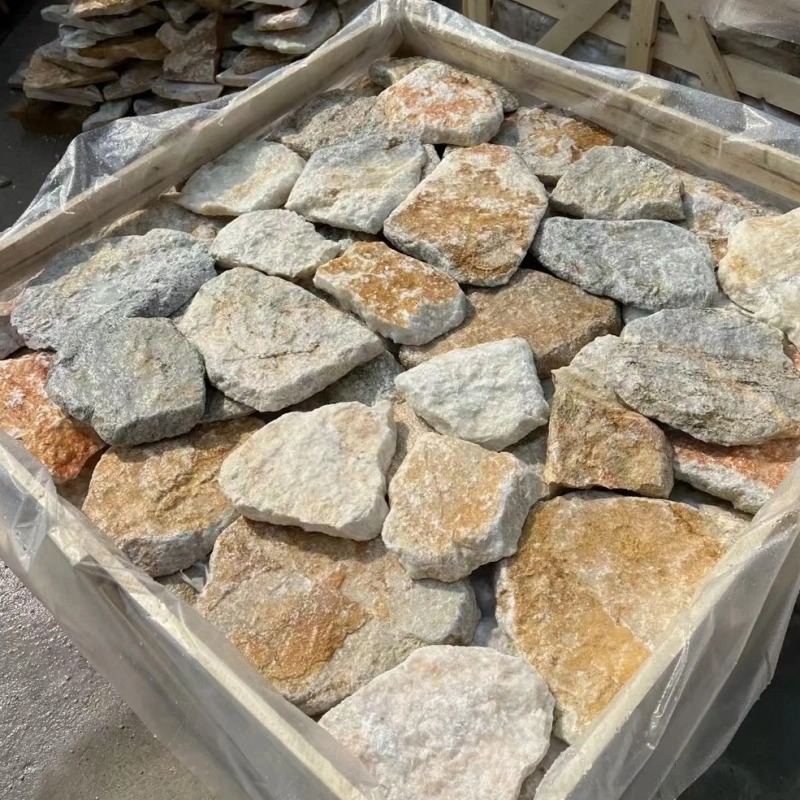 Yellow Slate Irregular Stone Cladding for Courtyard Walls