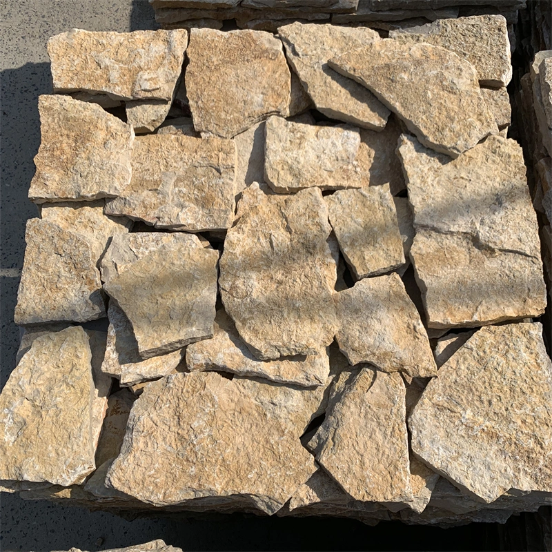 Yellow Slate Irregular Stone Cladding for Courtyard Walls