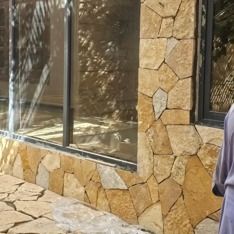 Yellow Slate Irregular Stone Cladding for Courtyard Walls