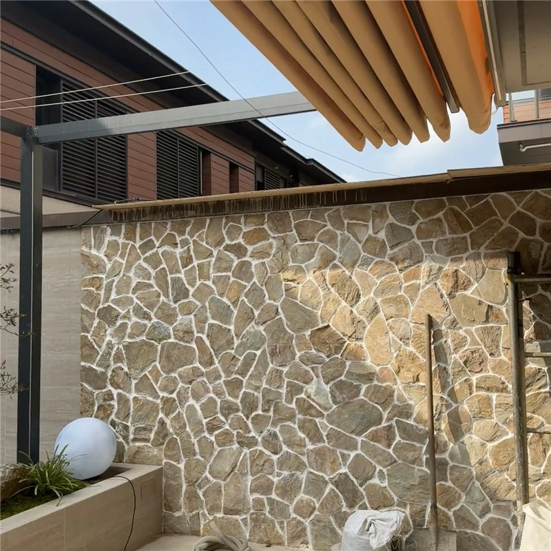 Yellow Slate Irregular Stone Cladding for Courtyard Walls